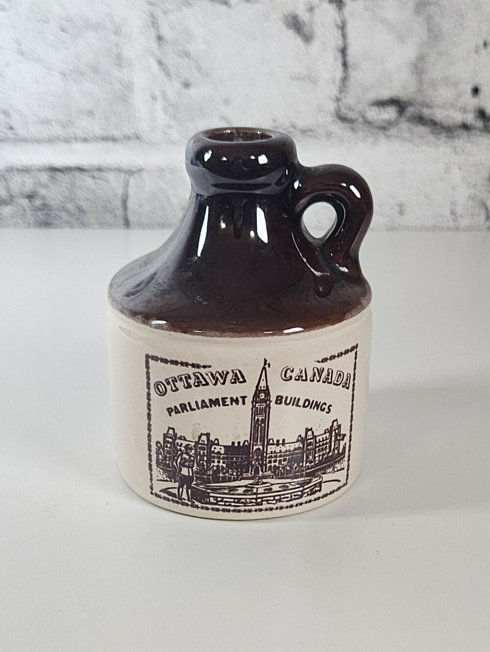 Vintage Ottawa Canada Parliament Buildings Ceramic Stoneware Souvenir Jug